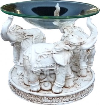 brûleur 3 éléphants blanc 12 cm