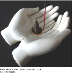 Porte-encens blanc mains ouvertes