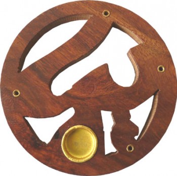 Porte-encens bois rond ciselé OM