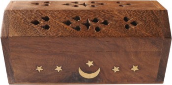 Porte-encens coffre lune 13cm