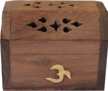 coffre porte-encens cône bois