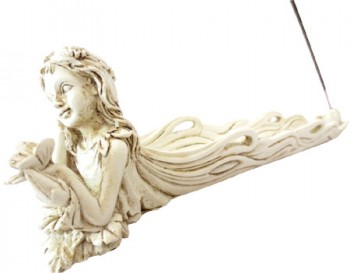 Porte-encens elfe et papillon blanc