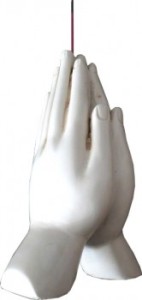 Porte-encens main méditation blanche 13 cm