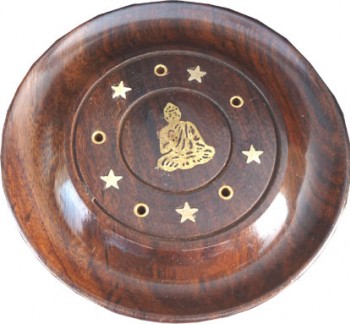 Porte-encens bois rond bouddha