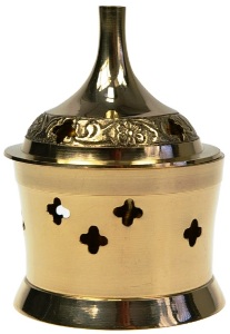 Encensoir bougie - brule encens sans charbon, avec tamis, laiton, Hauteur  11cm | Articles Religieux Junker